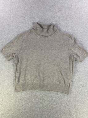 Divided H&M Women's Gray Short-Sleeve Turtleneck Fine-Knit Sweater